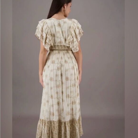 Indian Elegant Cream and Gold Boho Maxi Dress XL - Picture 2 of 13